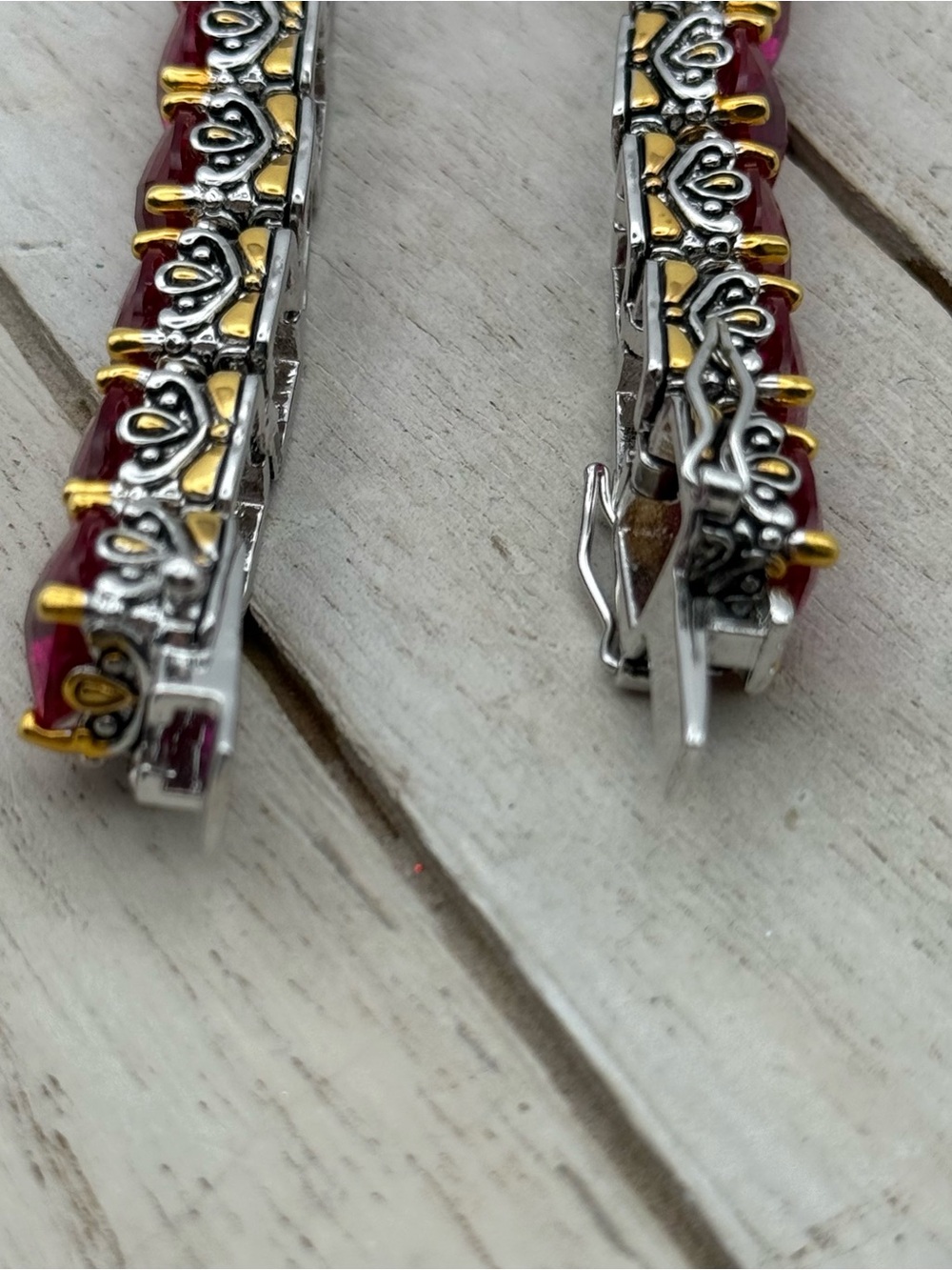 Park Lane Signature ruby CZ Line Tennis Link Bracelet - Picture 9 of 11